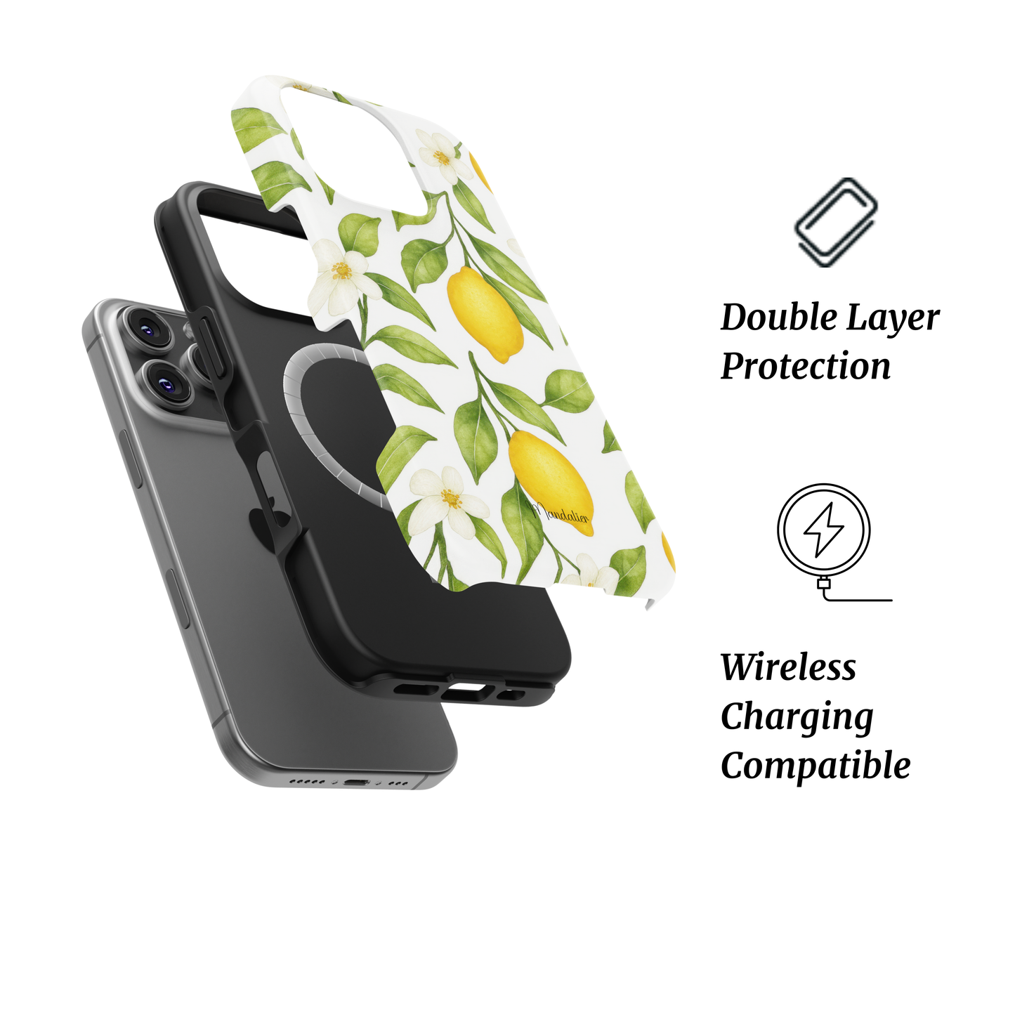MagSafe Tough Phone Case Lemon Orchard from Lemon Luxe Collection, marble and lemon-inspired vibrant design, designed in Malta.