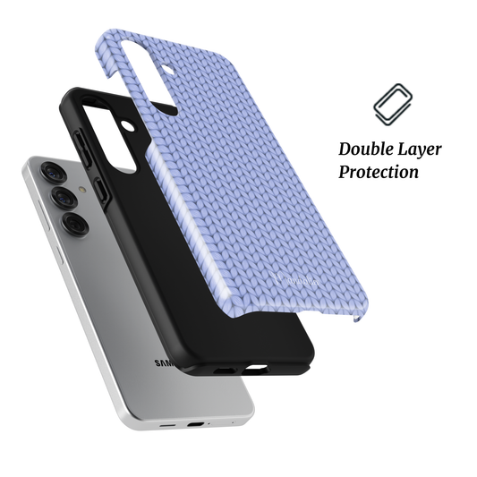 Powder Blue Comfort tough phone case with soft blue minimalist design and dual-layer protection, designed in Malta.