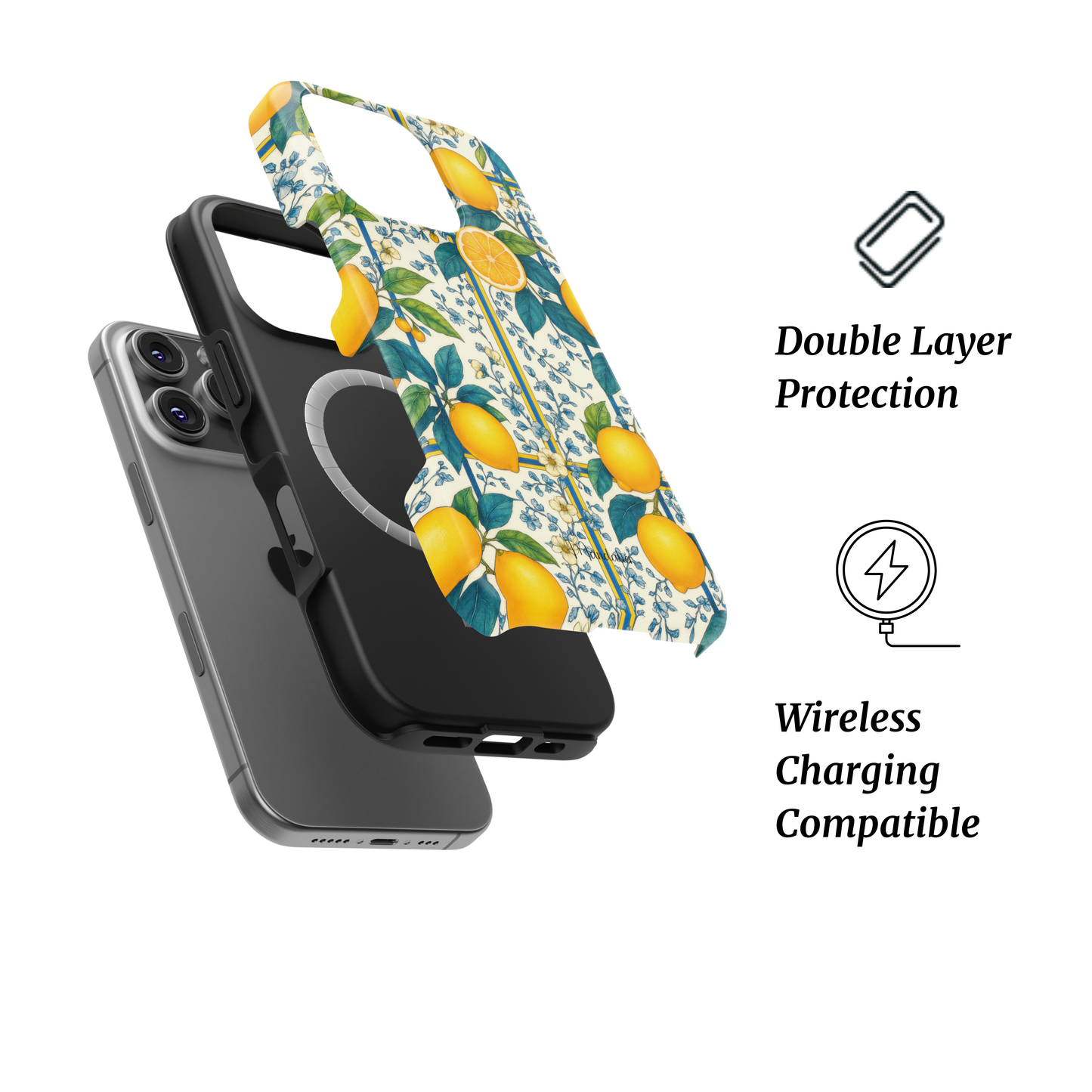 MagSafe Tough Phone Case Mediterranean Zest, citrus-inspired vibrant marble design, designed in Malta.