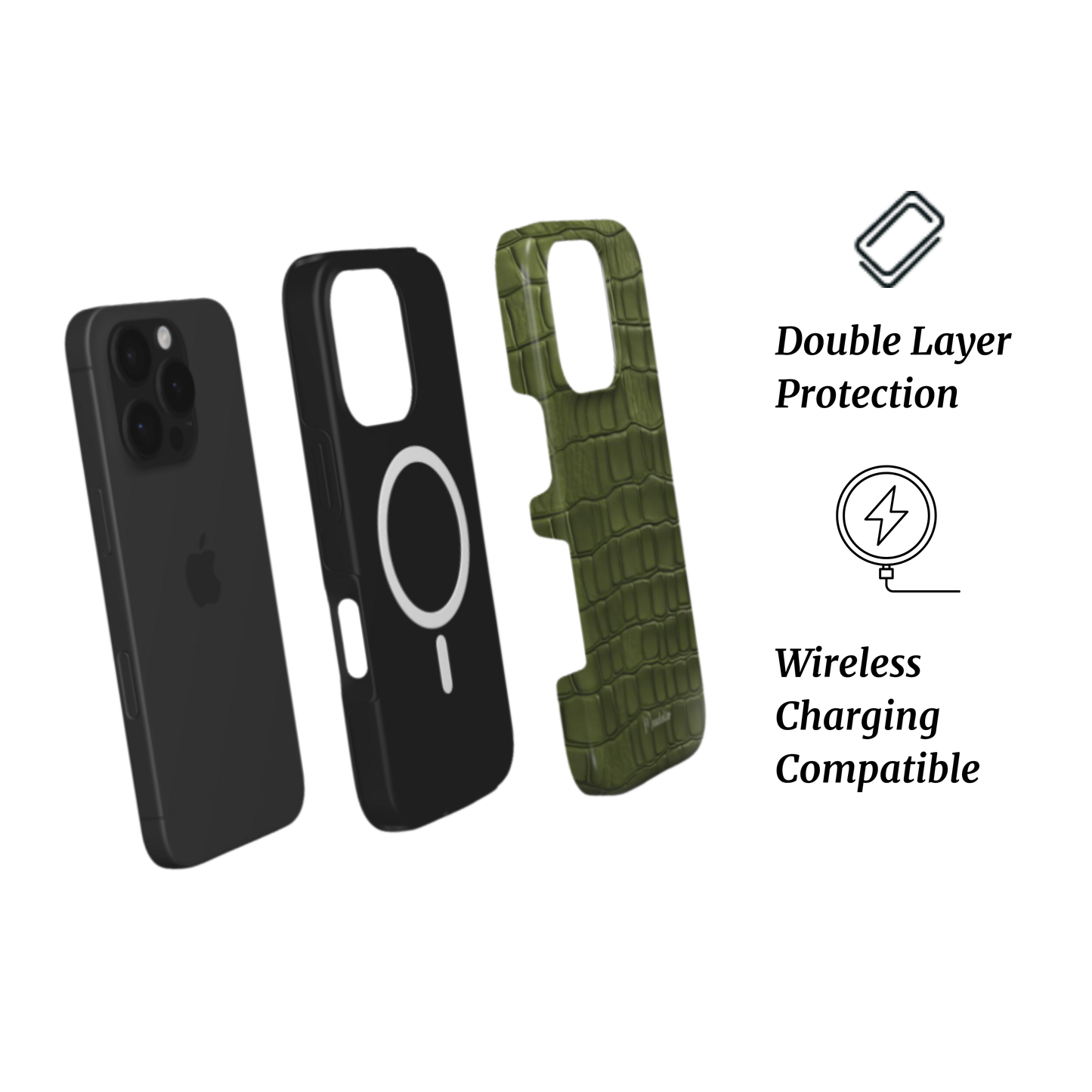 MagSafe Tough Phone Case | Croc Luxe – Crocodile-textured, durable case with MagSafe compatibility for stylish and secure phone protection.