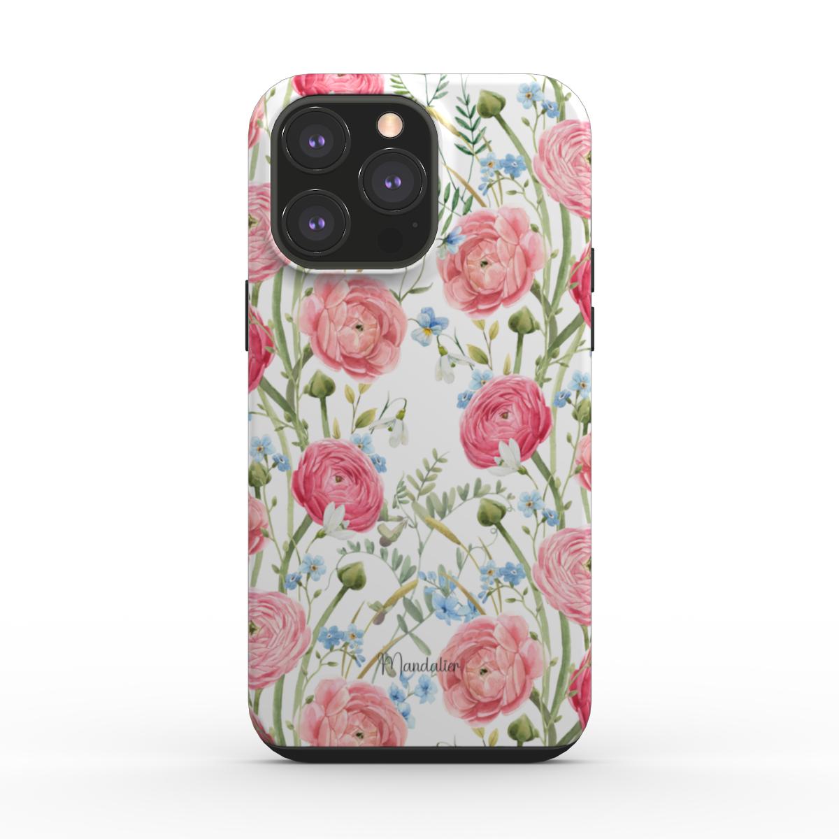 Tough Phone Case|Pink Floral Elegance