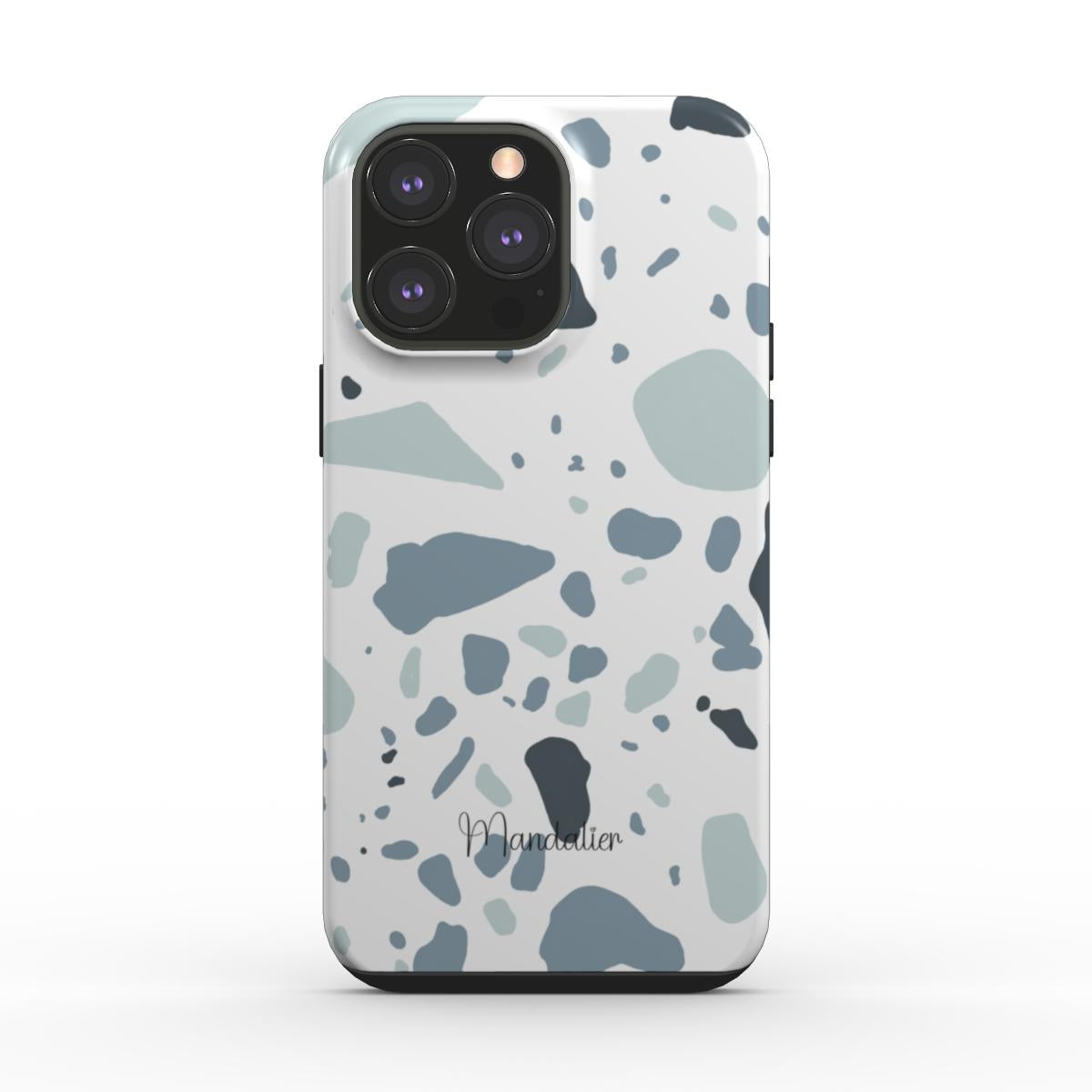 Tough Phone Case | Blue Grey Terrazzo – Modern terrazzo pattern with blue and grey hues, offering strong protection and a sleek finish.