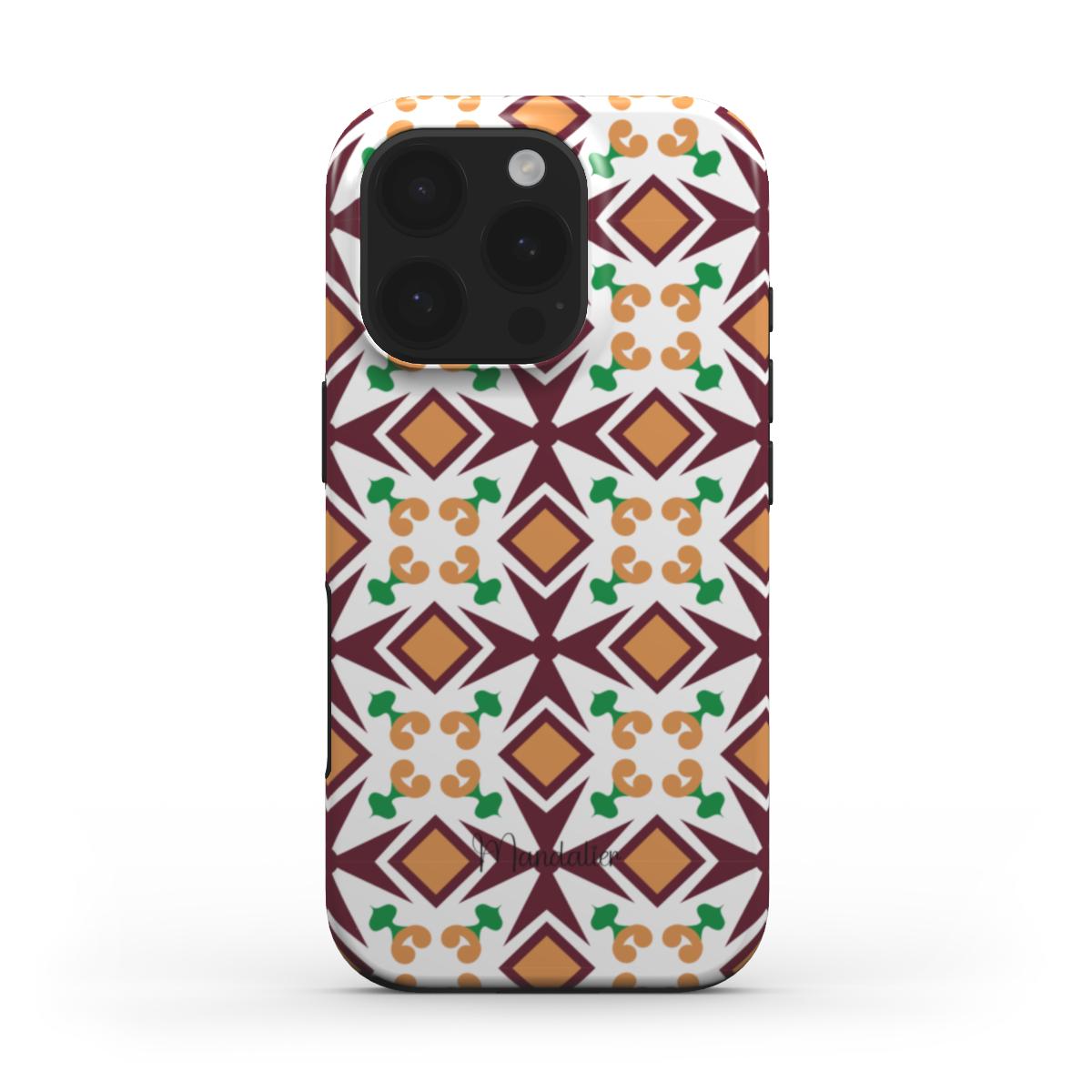 MagSafe Tough Phone Case in the Maduma Irjali design, showcasing bold Maltese-inspired patterns.
