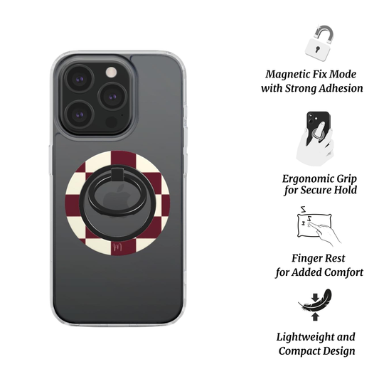 Ring Holder|Burgundy Checkmates