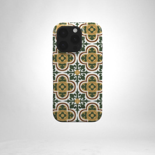 A phone with the Maduma Eleganti Tough Phone Case, blending modern durability with sophisticated aesthetics.