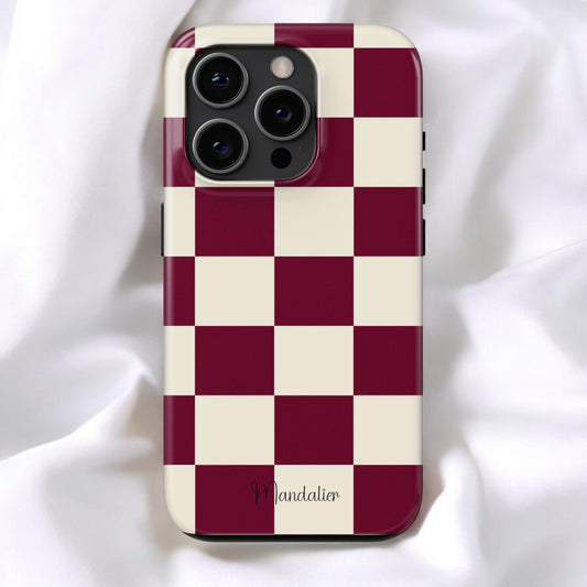 MagSafe Tough Phone Case|Burgundy Checkmates