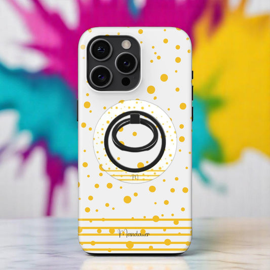 Ring Holder | Yellow Striped Sprinkles – Bright yellow striped phone ring holder with sprinkle details for secure grip and vibrant style.