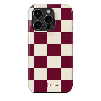 MagSafe Tough Phone Case|Burgundy Checkmates