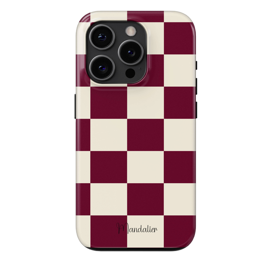 MagSafe Tough Phone Case|Burgundy Checkmates