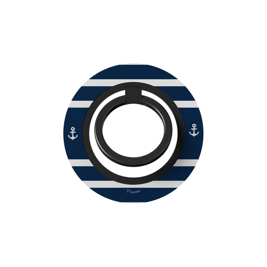 Ring Holder Nautical Anchor Stripes with striped and anchor design, slim phone ring holder designed in Malta