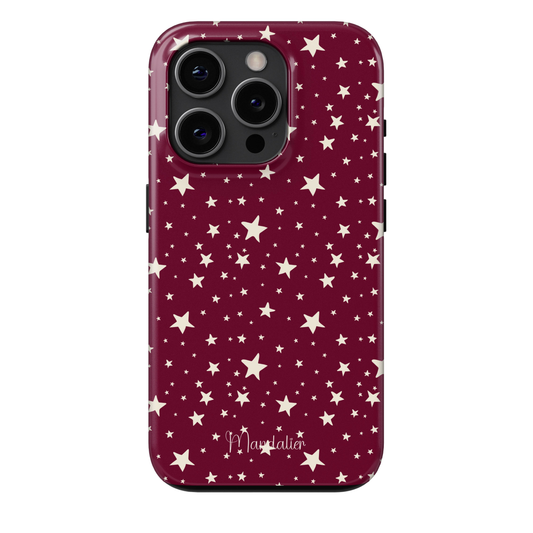 Burgundy Sky Tough Phone Case – A celestial starry night design on a deep burgundy background for an elegant look