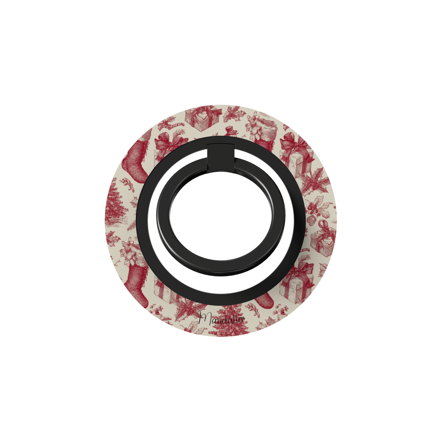 Toile Tidings Ring Holder by Mandalier — elegant toile-inspired Christmas design from the Classic Christmas Collection with secure phone grip.