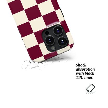 MagSafe Tough Phone Case|Burgundy Checkmates