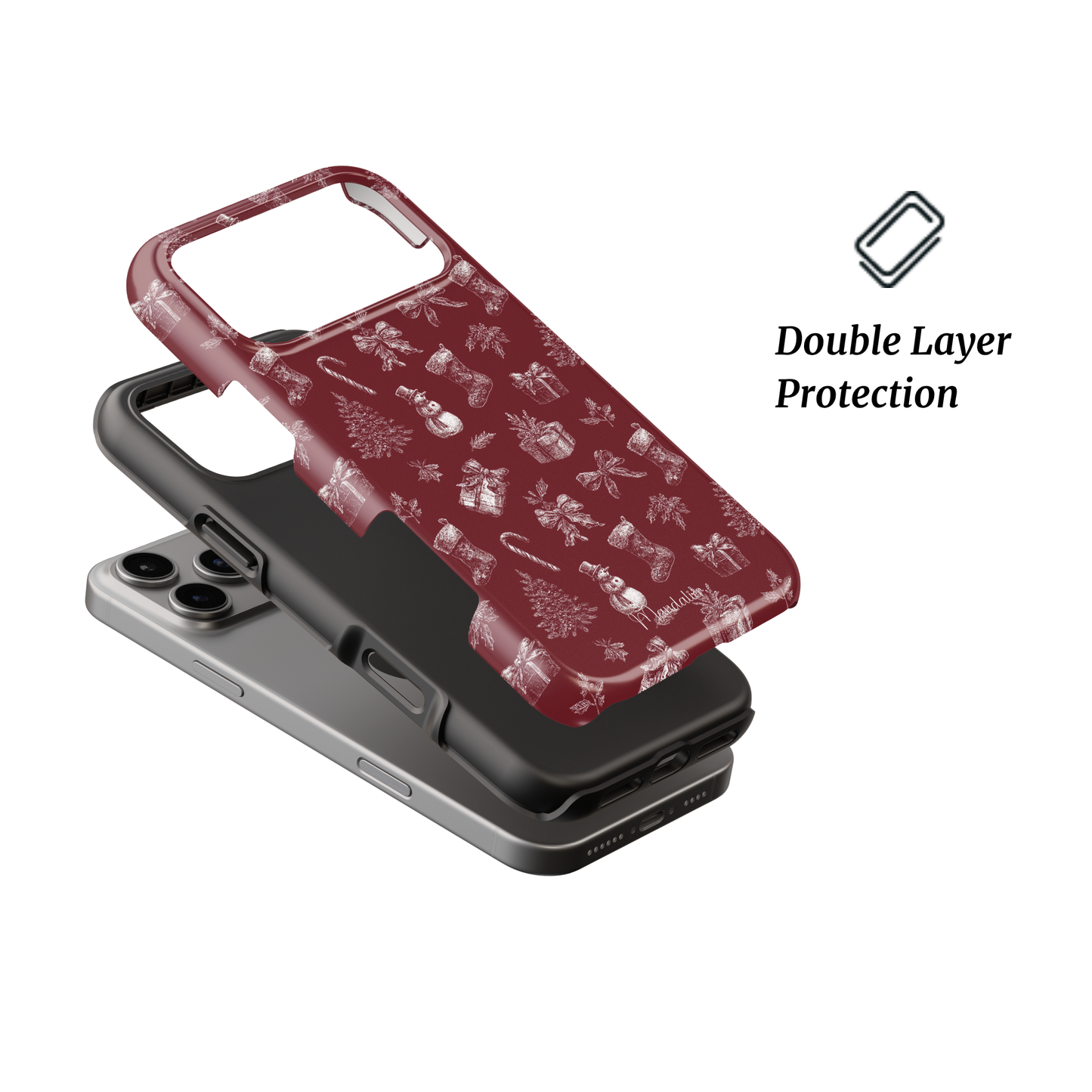 Yuletide Grace Tough Phone Case by Mandalier — elegant soft-toned holiday design from the Classic Christmas Collection with durable dual-layer protection.