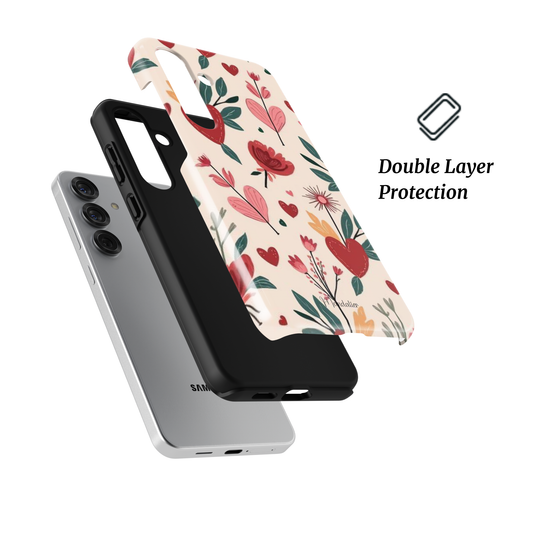 Tough Phone Case Blossom & Devotion with elegant floral design, premium protective phone case designed in Malta
