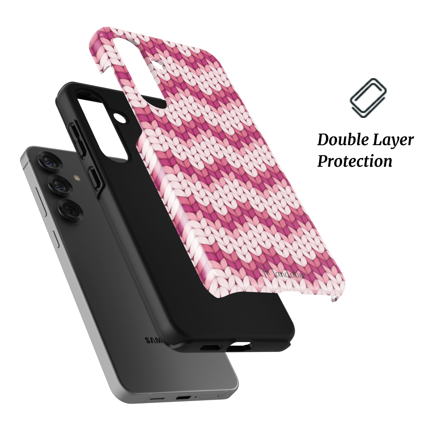 Pink Waves tough phone case featuring flowing pink wave pattern with dual-layer protection, designed in Malta.