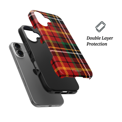 Classic Clan plaid phone case by Mandalier — dual-layer tough case featuring traditional Scottish tartan pattern.