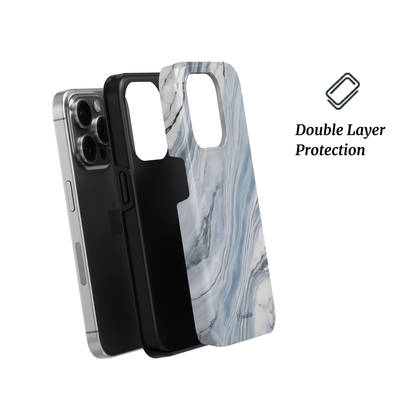 Premium Tough Phone Case Arctic Veins from Marble Essence Collection, elegant white and gray marble-inspired design, designed in Malta.