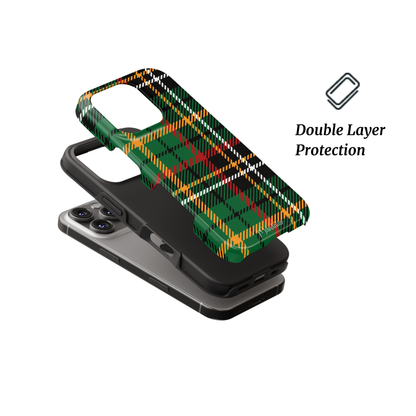Discover Highland Ember — a warm, rustic plaid Tough Phone Case from Mandalier’s Tartan Tidings Collection. Dual-layer durability with seasonal heritage charm.