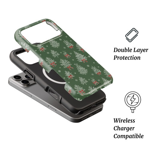 Festive Whimsy MagSafe Tough Phone Case by Mandalier — colorful festive iPhone case from the Classic Christmas Collection with MagSafe compatibility and dual-layer protection.