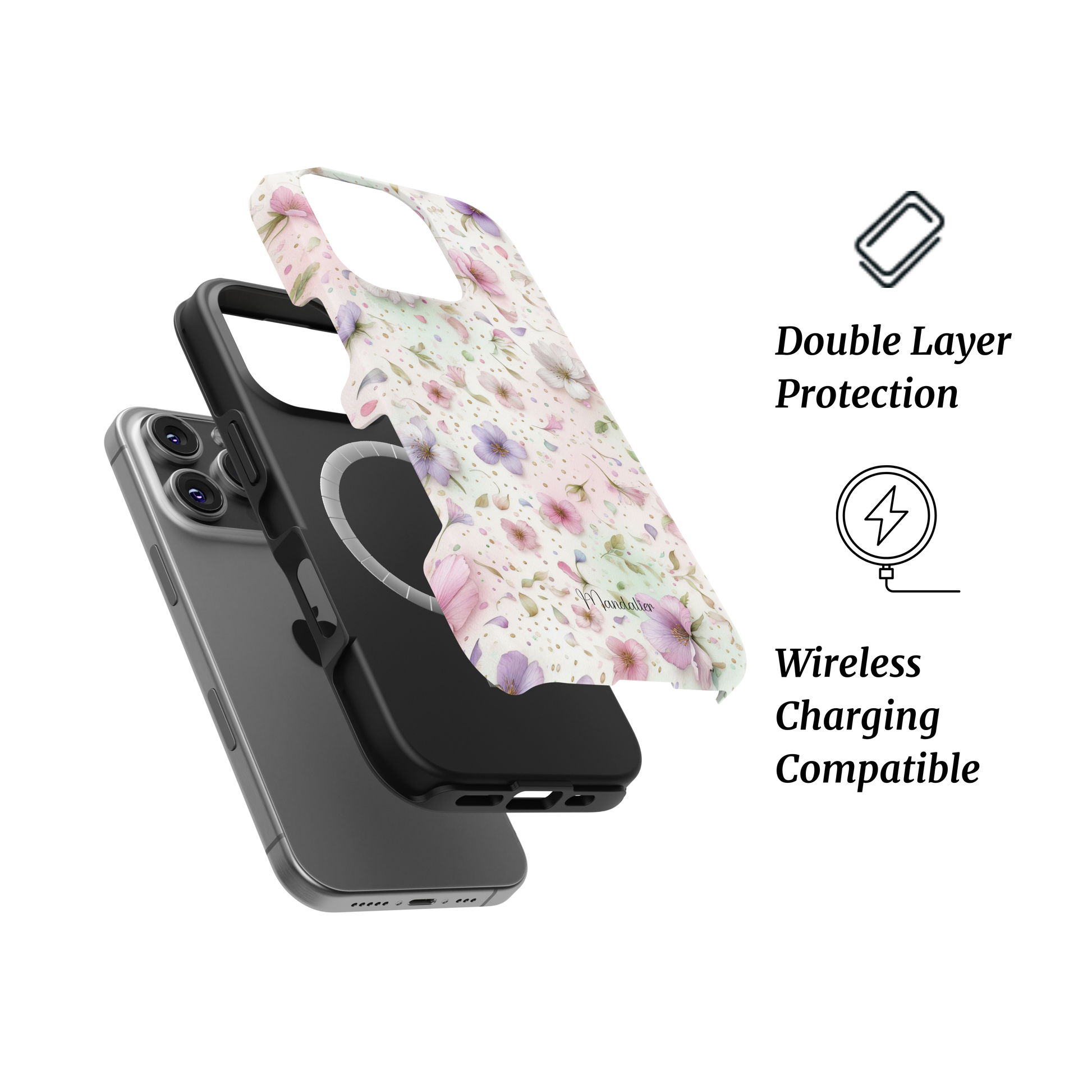 MagSafe Tough Phone Case | Petal Dance – Durable, MagSafe-compatible phone case featuring an elegant floral design for stylish protection.