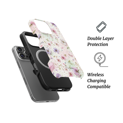 MagSafe Tough Phone Case | Petal Dance – Durable, MagSafe-compatible phone case featuring an elegant floral design for stylish protection.