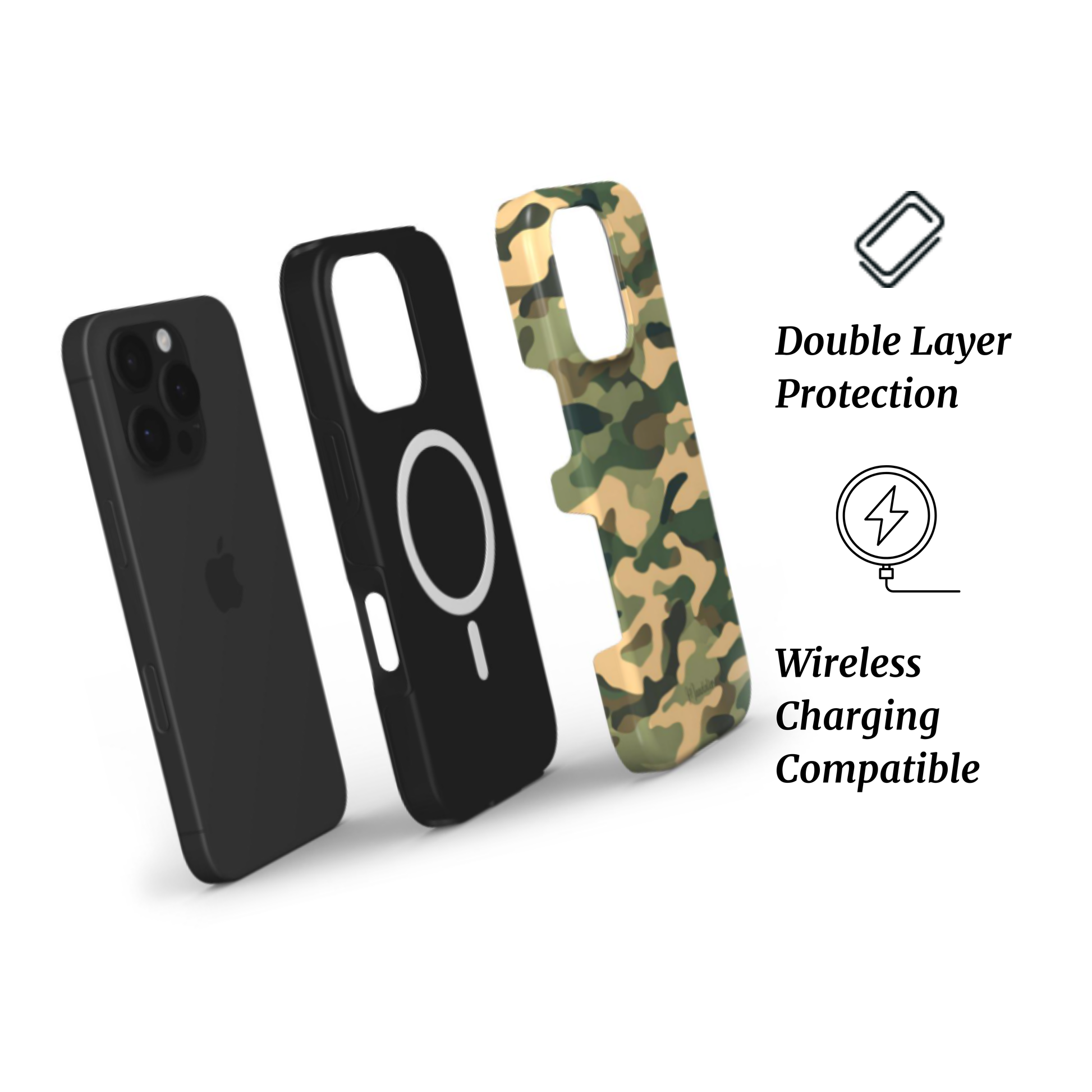 MagSafe Tough Phone Case | Classic Camo – Rugged camo-patterned case with shock resistance and MagSafe compatibility.