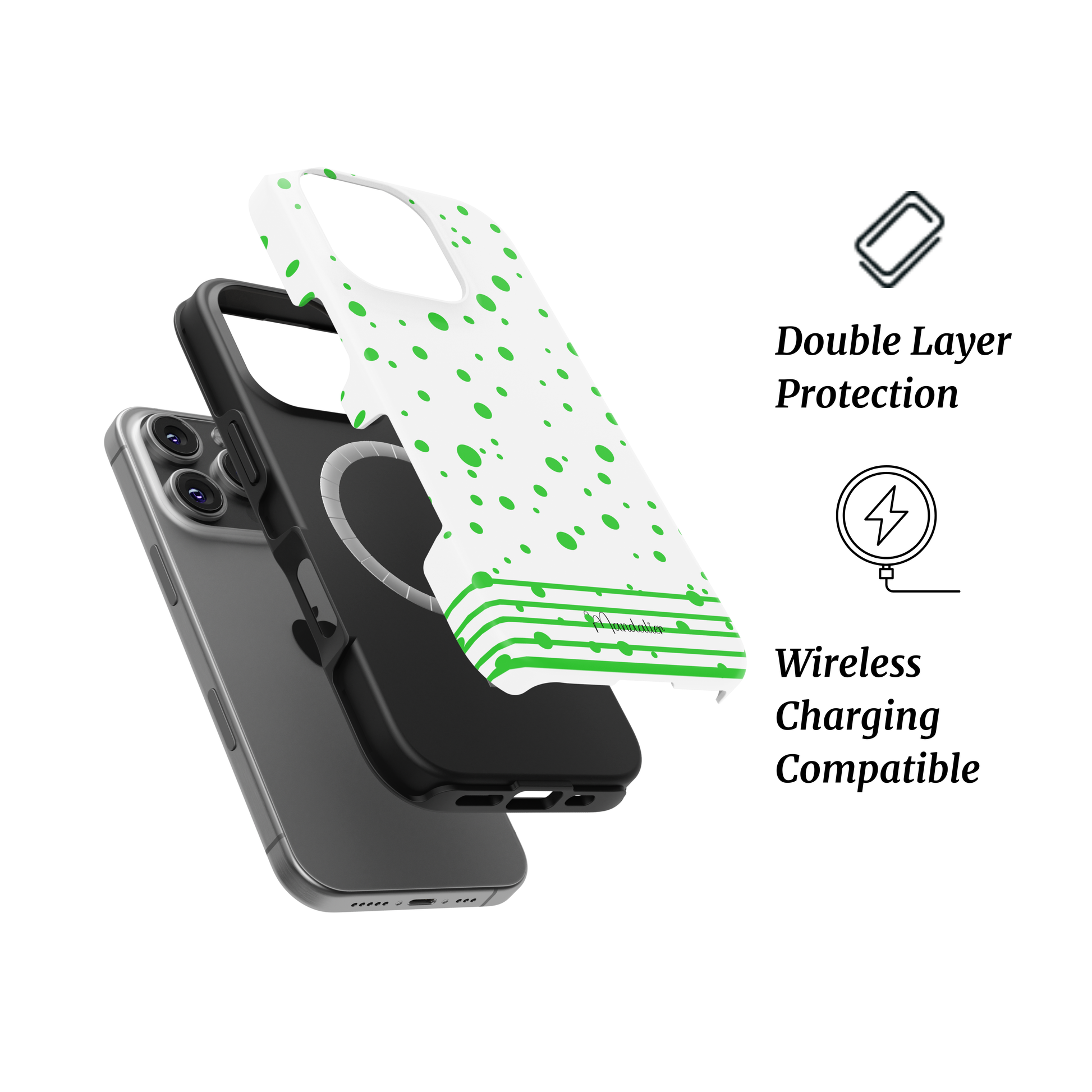 MagSafe Tough Phone Case | Lime Striped Sprinkles – Vibrant lime striped phone case with sprinkle accents and MagSafe compatibility.