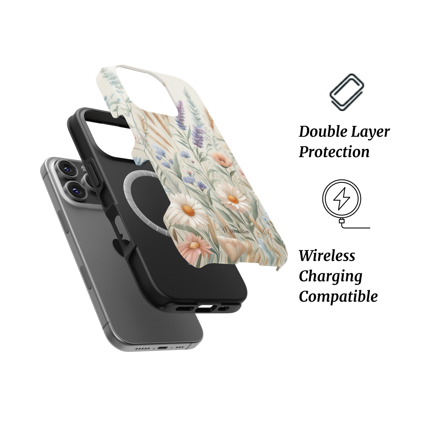 MagSafe Tough Phone Case | Pastel Prairie – Shockproof, MagSafe-compatible phone case with an elegant pastel prairie-inspired design.
