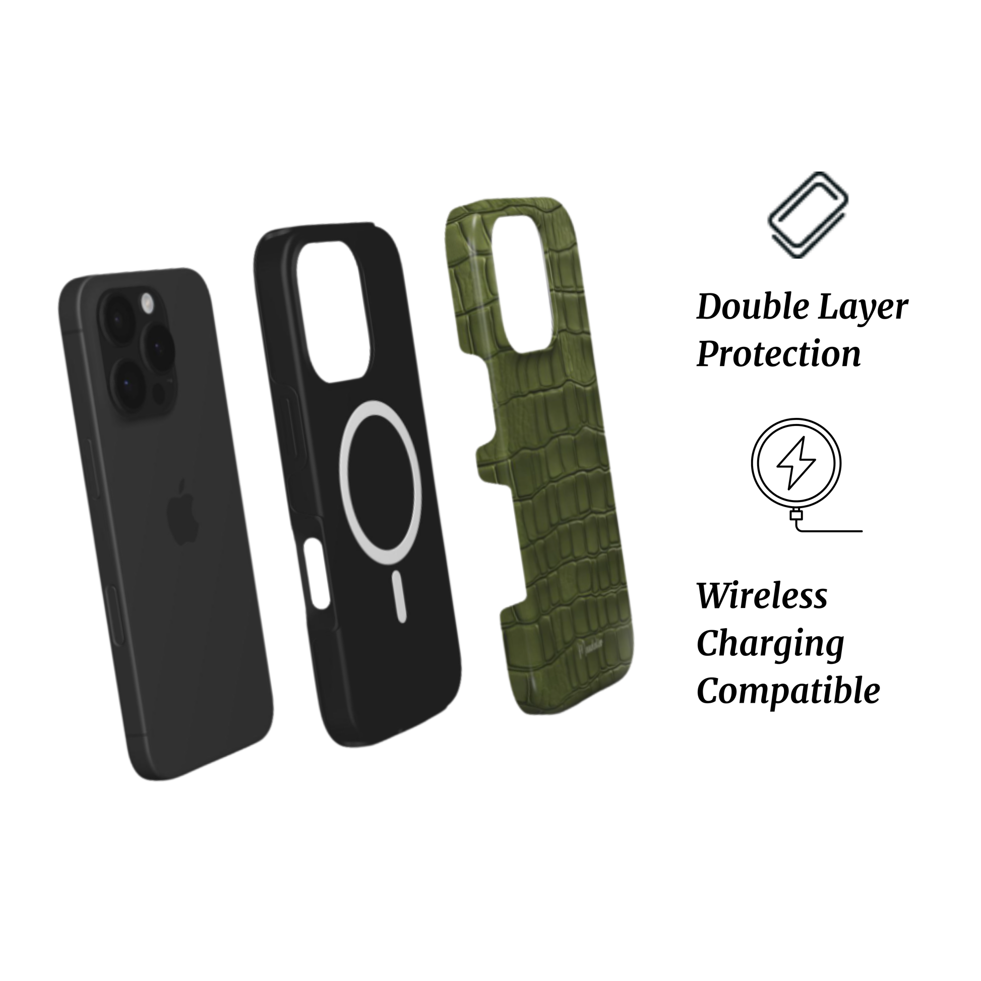 MagSafe Tough Phone Case | Croc Luxe – Crocodile-textured, durable case with MagSafe compatibility for stylish and secure phone protection.
