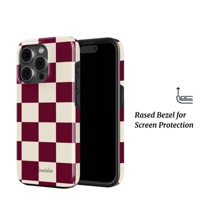 MagSafe Tough Phone Case|Burgundy Checkmates