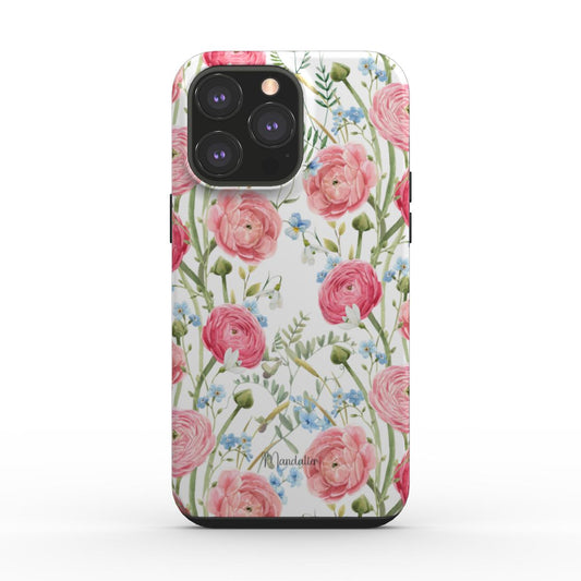 Tough Phone Case|Pink Floral Elegance