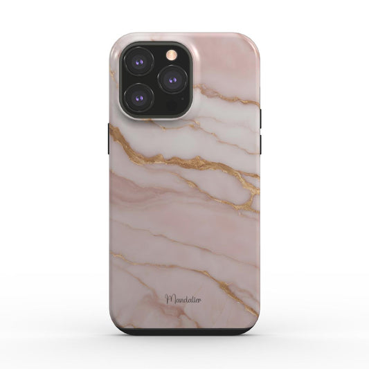 Arctic Quartz Tough Phone Case featuring a delicate pink marble pattern for stylish and durable phone protection