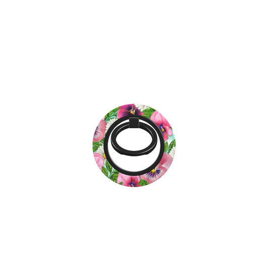 Pansy & Daisy Delight Ring Holder with colorful pansy and daisy floral patterns on a glossy finish.