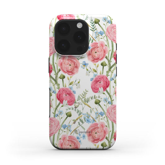 MagSafe Tough Phone Case in Pink Floral Elegance with a delicate and graceful pink flower design.