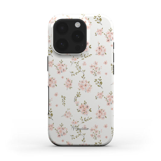 MagSafe Tough Phone Case in Pink Petal Paradise featuring a vibrant and lush floral design with pink petals.