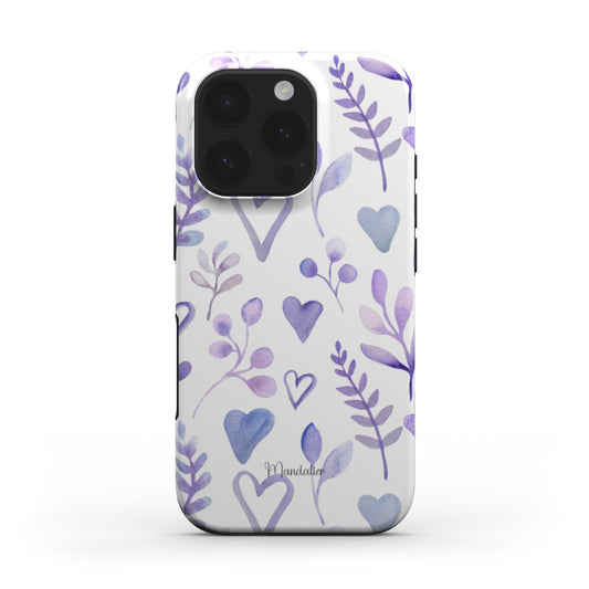 MagSafe Tough Phone Case in Purple Bloom showcasing delicate purple flowers in a refined floral design.