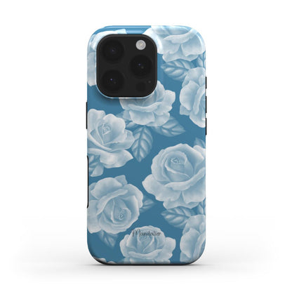 MagSafe Tough Phone Case in Roses in Blue showcasing a delicate floral design with elegant blue roses.