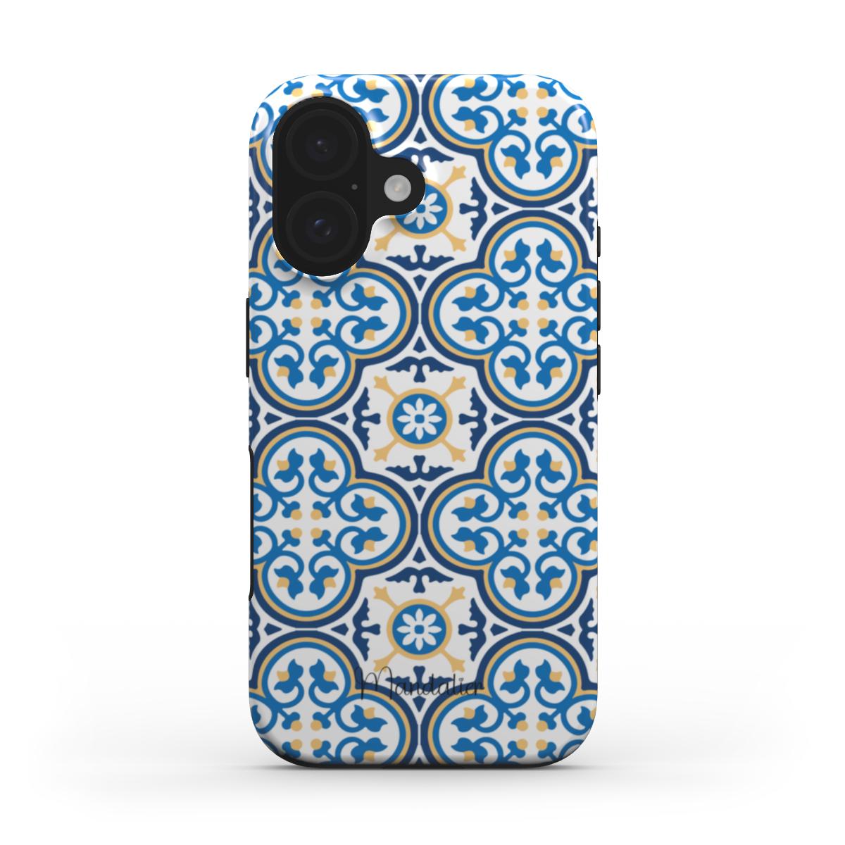 MagSafe Tough Phone Case featuring a stunning blue floral design inspired by Maltese heritage (Maduma Fjura Blu).