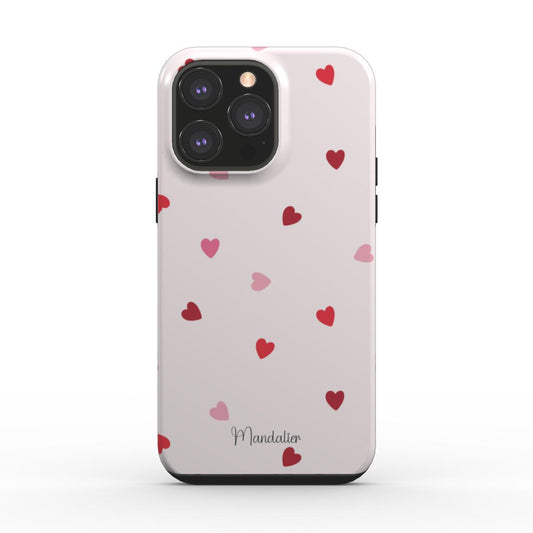 Sprinkled Hearts Tough Phone Case with a playful heart pattern on a sleek finish.