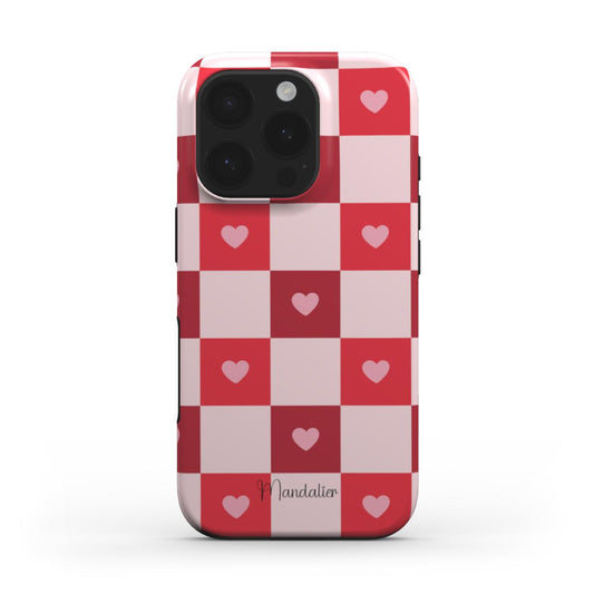 Sweetheart Plaid MagSafe Tough Phone Case featuring a romantic plaid design, perfect for Valentine’s Day.