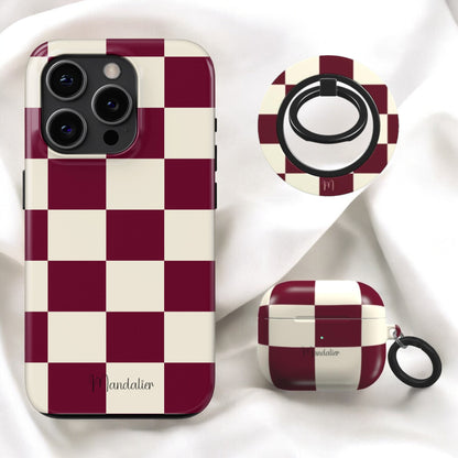 MagSafe Tough Phone Case|Burgundy Checkmates