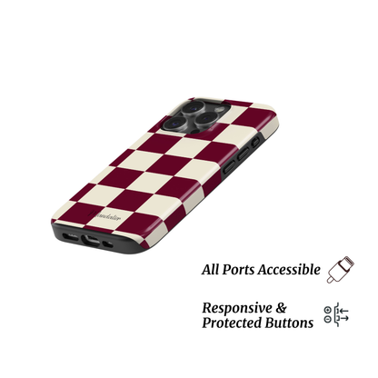 MagSafe Tough Phone Case|Burgundy Checkmates