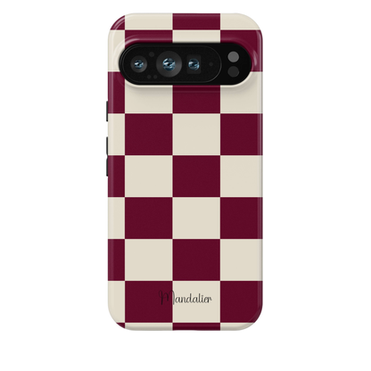 MagSafe Tough Phone Case|Burgundy Checkmates