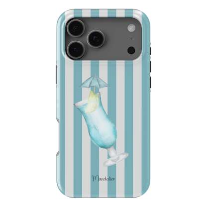 Blue Lagoon phone case with vibrant blue cocktail-inspired design, available in MagSafe and tough dual-layer protective options, designed in Malta