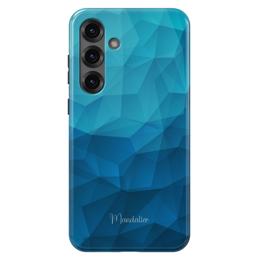 Blue Prism phone case with geometric blue prism-inspired design, sleek modern aesthetic, glossy finish, available in MagSafe and tough dual-layer protective options