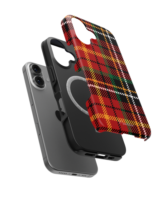 Classic Clan MagSafe phone case by Mandalier — green and black Scottish tartan on dual-layer case with MagSafe built in.