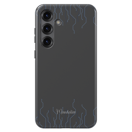 Digital Flow phone case with modern fluid digital-inspired pattern, sleek contemporary design, glossy finish, available in MagSafe and tough dual-layer protective options