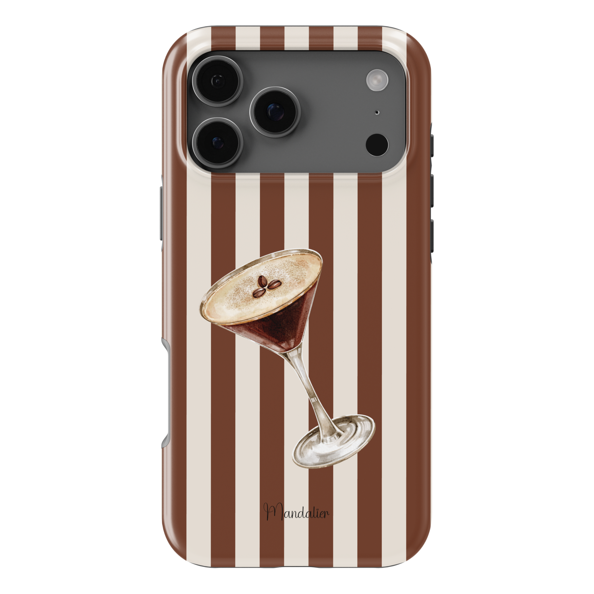 Espresso Martini phone case with rich coffee-inspired design, available in MagSafe and tough dual-layer protective options, designed in Malta