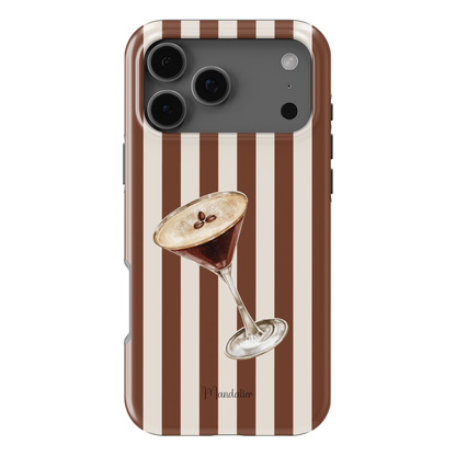 Espresso Martini phone case with rich coffee-inspired design, available in MagSafe and tough dual-layer protective options, designed in Malta